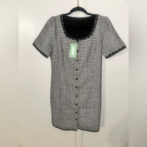 Chic Black and White Tweed Dress